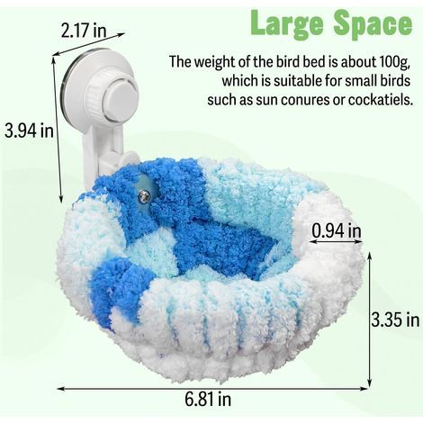 Fenstervogelnest mit Saugnäpfen, warmes Winternest für Papageien (17 cm Durchmesser, blau) (1/5)