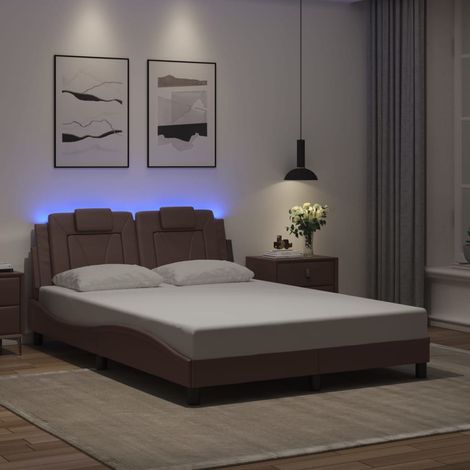 Cadre de lit Viana avec LED sans matelas-Structure de lit à LED sans matelas marron 140x190 cm 183000 (1/5)