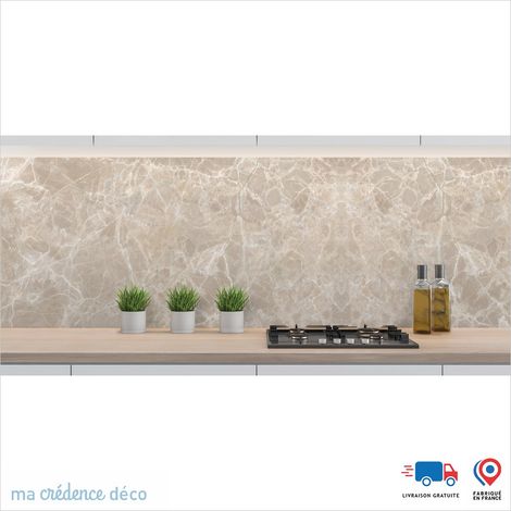 Crédence : Marbre de Minorola - Couleur Beige marron - Alu composite - 60 - 120 (1/3)