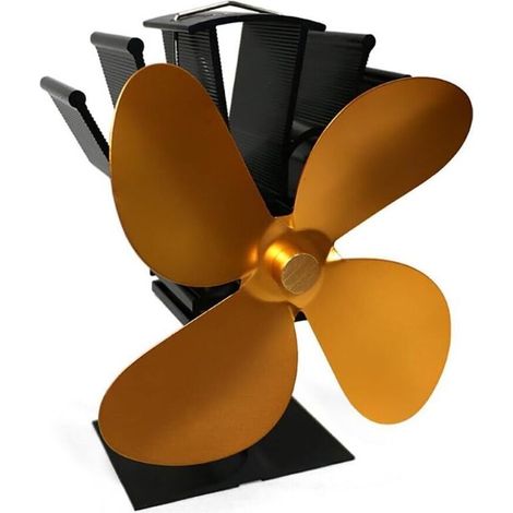 Ventilateur de poêle à bois Hot Blast à 4 pales, économie de combustible, chauffage écologique (or) (1/4)