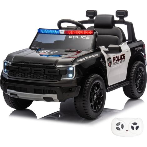 Macchina della Polizia Elettrica per Bambini - Ford Raptor - 12V - 1 a 5 anni - Nero