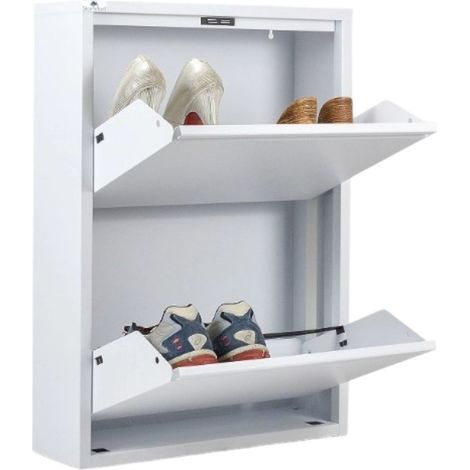 Dmora - Schuhschrank Ezequiel, Schuhregal, Mehrzweck-Eingangsgarderobe, Möbel für Schuhe, 50x15h71 cm, Weiß, mit verstärkter Verpackung