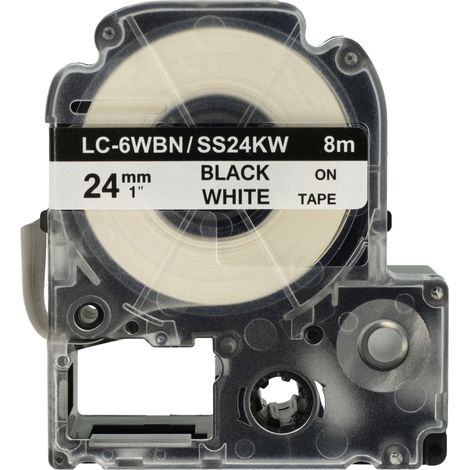 vhbw Label Tape Replacement for KingJim SS24KW for Label Printer 8m x 24 mm, Black on White (1/4)