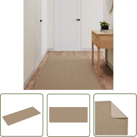 The Living Store Tapis de couloir aspect sisal sable 80x200 cm - Tapis De Couloir - Tapis Entrée - Tapis Sisal - Tapis Brun - Tapis Décoratif (1/5)