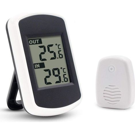 LCD Digital Thermomètre sans fil pour intérieur ou extérieur, mini capteur de température ambiante, petit précise testeur de météo dans la maison chambre et bureau, blanc,OUYLAF (1/5)
