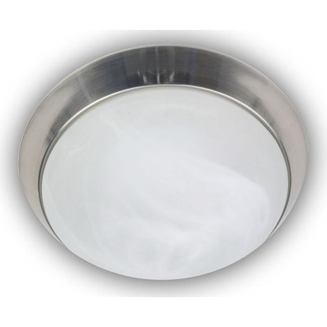 LED-Deckenleuchte rund, Glas Alabaster, Dekorring Nickel matt, Ø 30cm (1/4)