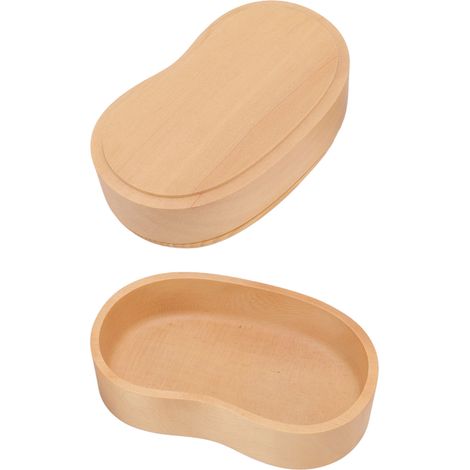 Boîte à bento japonaise à double compartiment en bois avec séparation amovible, idéale pour les étudiants et les employés de bureau. (1/5)