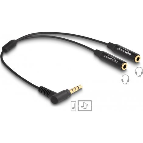 Divisor de conector de audio estÃ©reo macho 3,5 mm a 2 x conector estÃ©reo hembra 3,5 mm 4 pines en Ã¡ngulo