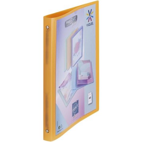 Classeur 4 anneaux plastique Viquel A4 personnalisable dos 2,5 cm orange translucide