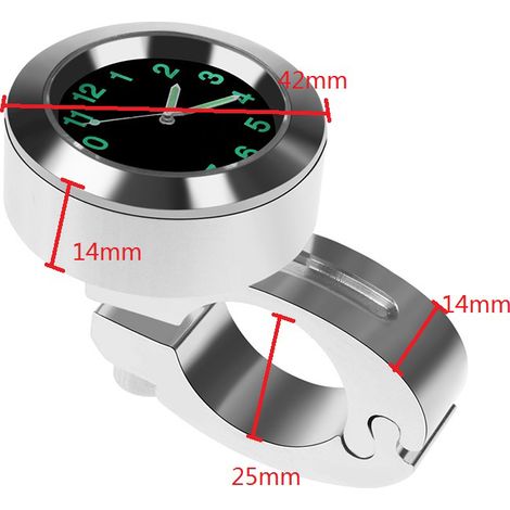 Horloge de guidon de moto 22-25 mm, cadran étanche, fixation sur guidon, usage général (1/3)