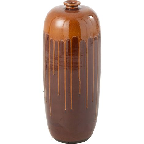 Vase en poterie marron orange finition brillante décorative - Marron orange brillant (1/2)