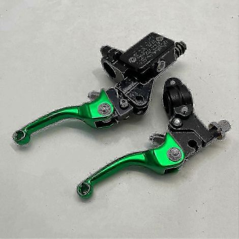 Levier de frein et d'embrayage pliable unique pour moto avec pompe avant pour CRF, KLX, YZF, RMZ, moto tout-terrain, leviers de maître-cylindre hydraulique 100-130 mm (vert long) (1/5)