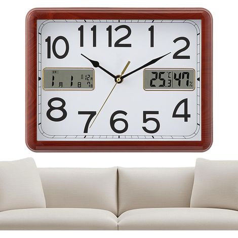 Horloges murales alimentées par piles Horloge Murale Calendrier Décorative  Sans Tic-Tac Affichage température humidité pour maison, cuisine, café, restaurant, hôtel et centre (1/5)