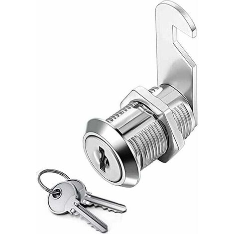 Serrure Batteuse Cylindre, Verrou de Porte pour Armoire, Serrure Batteuse a Came Barillet pour Boite aux Lettres Tiroir, 30mm