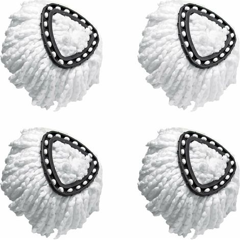 Lot 4 têtes rechange balai rotatif 360 compatible Vileda EasyWring Clean Turbo Mop blanc (1/4)