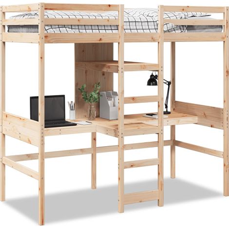 Maison Exclusive - Cama alta sin colchón madera maciza de pino 80