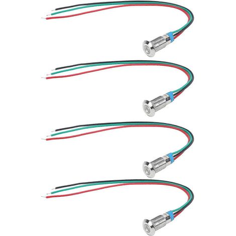 Lot de 4 voyants LED métalliques à cathode commune, composants de contrôle industriel, 8 mm, 12-24 V, rouge et vert, 2025 (1/5)