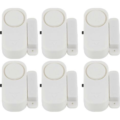 Lot de 6 alarmes de fenêtre, mini alarme sans fil pour porte et fenêtre, système d'alarme antivol avec capteur magnétique pour la maison. (1/4)