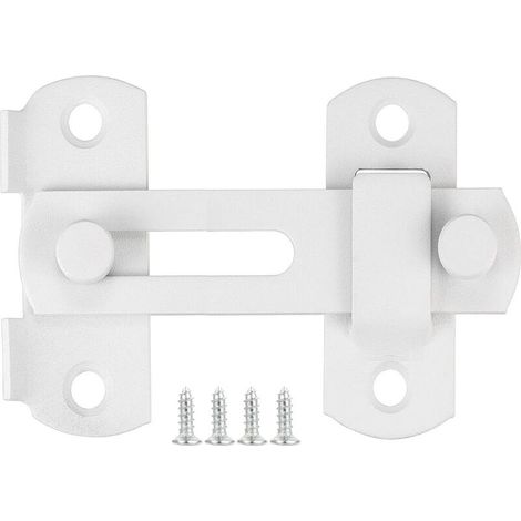 Serrure de porte coulissante à pêne dormant avec vis pour portes, fenêtres, placards et jardins, acier inoxydable, blanc