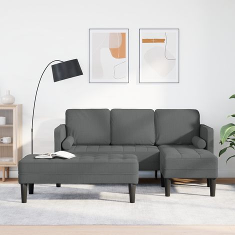 Sofa Set 2 Stk. Dunkelgrau Polyester vidaXL
