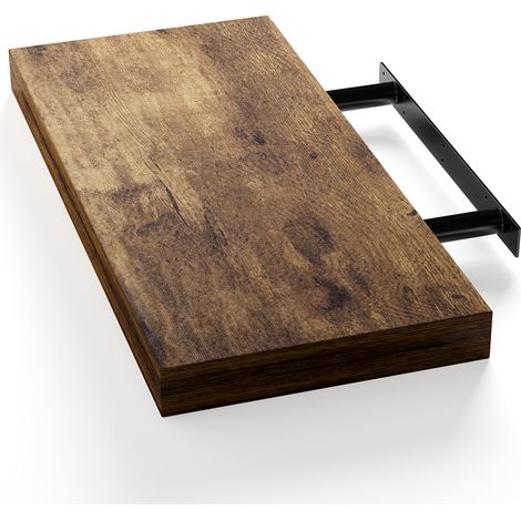 Casaria – Étagère murale flottante 50 cm – MDF E1 effet flottant – Capacité de charge 15 kg – Support de fixation inclus – Chêne foncé (1/7)