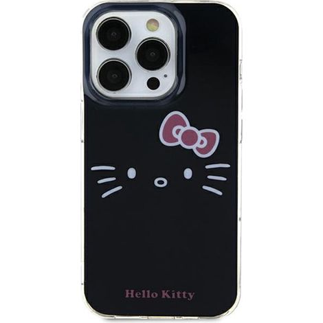 Cover per iPhone 15 Hello Kitty IML Kitty Face (Nero)