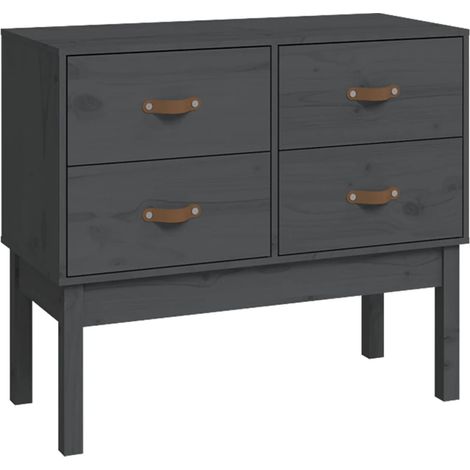 Armoire console，Table d'appoint，Bout de canapé，Meuble d'entrée Gris 90x40x78 cm Bois de pin solide