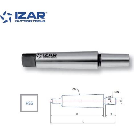 Arbre d'attachement conique pour tour à métaux – Cône morse CM2 – Cône DIN B16 – Longueur 111mm – Diamètre 15.733mm – Izar
