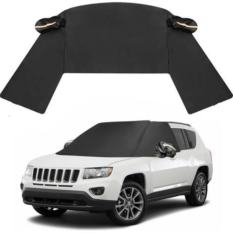 Housse de pare-brise de voiture pour berline à 2 portes, berline 3 volumes, parasols pour vitres avant avec couverture de rétroviseur, protection contre le gel et la neige (Noir, SUV) (1/5)