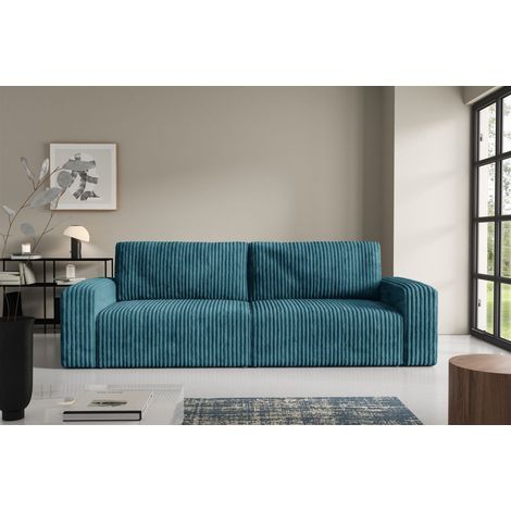 Sofa 3-Sitzer mit Schlaffunktion NATALIA in Stoff Tilia Blau