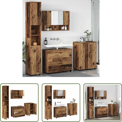 vidaXL Juego de muebles de baño 4 uds. Madera Vieja 35 x 30 x 192 cm (1/5)
