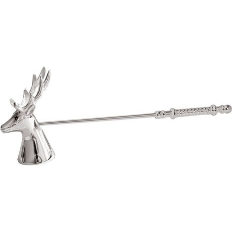 Éteignoir à Bougie Design Tête de Cerf en Métal Argenté Anti-Ternissement Longueur 26 cm - PANGIVO