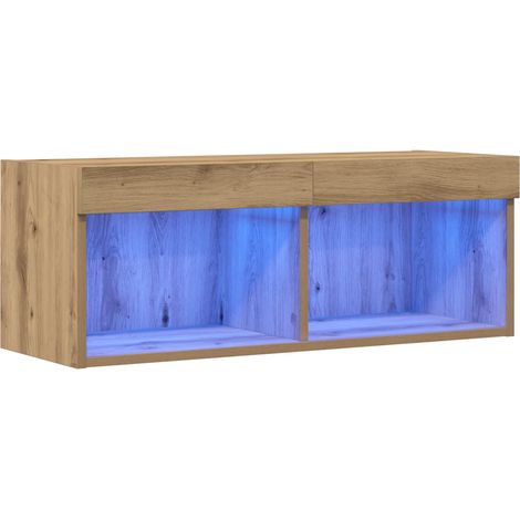 Maison Exclusive - Conjunto de mueble de TV con LED Roble artisan