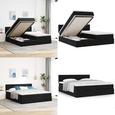 vidaXL Ottoman-Bett mit Matratzen Schwarz 180x200 cm Samt (1/5)