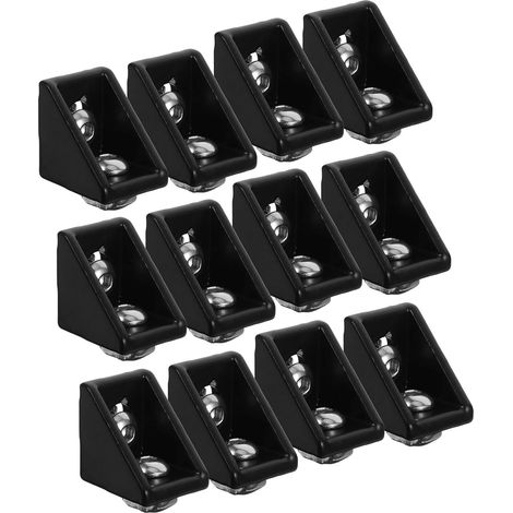Healeved Lot de 20 connecteurs d'angle pour profilés en aluminium, alliage d'aluminium noir, (1/5)