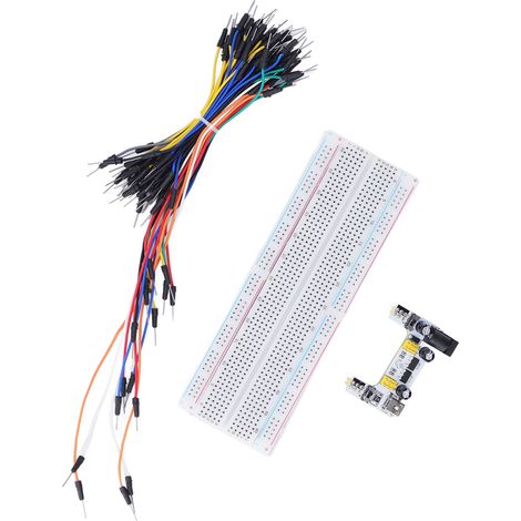 Lot Breadboard Électronique 830 Points Débutant avec Bloc Alimentation Fils de Connexion 12V Blanc (1/5)