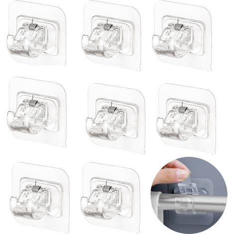 Support Adhésif Puissant pour Tringle à Rideau, Lot de 4 Bras de Fixation Réglables Sans Percer, Crochet Mural pour Rideaux et Serviettes de Bain (1/5)