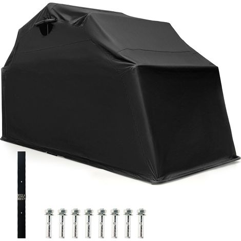 Abri moto noir en tissu Oxford 600D imperméable avec armature métallique et fenêtre grillagée pour motos, bois et vélos (1/5)