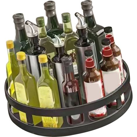 Plateau rotatif pour épices de cuisine, rangement pour condiments de comptoir, étagère de rangement à 360 degrés (1/5)