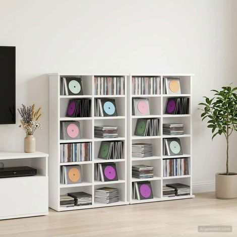 vidaXL Cabinet para CDs 2 uds. Blanco 60 x 17 x 92 cm (1/4)