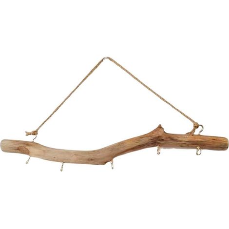 1 crochet en bois, crochet en bois flotté, accessoires de décoration vintage, couleur bois, support de suspension de branche facile à utiliser pour l'entrée, petits objets, armoire (1/5)