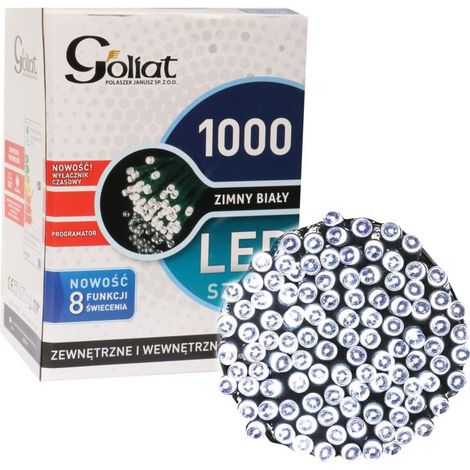 Luci natalizie da esterno per albero di Natale, 1000 LED con programmatore e timer, luce bianca fredda, alimentazione di rete, lunghezza 49,95 m (1/5)