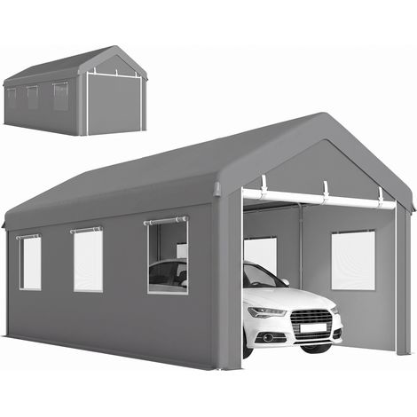 Garage tente 6x2,95x2,78 m, acier galvanisé, PE 160 g/m2, fenêtres (1/5)
