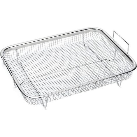 1 panier à friture pour four. panier en maille antiadhésive. plateau de friture en maille métallique