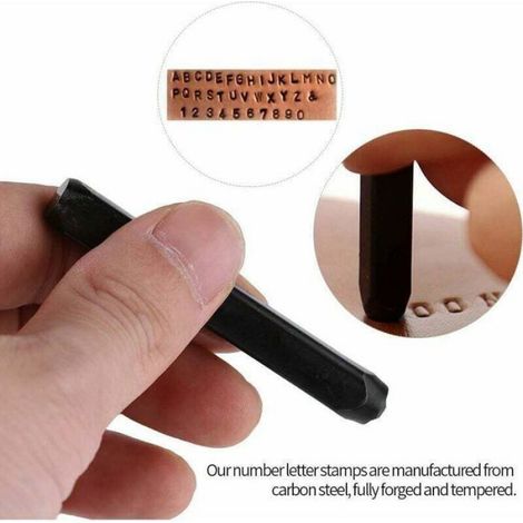 Poinçons lettres chiffres – Acier au carbone trempé 4mm – Pour métal, cuir et bois – Avec étui de rangement (1/4)