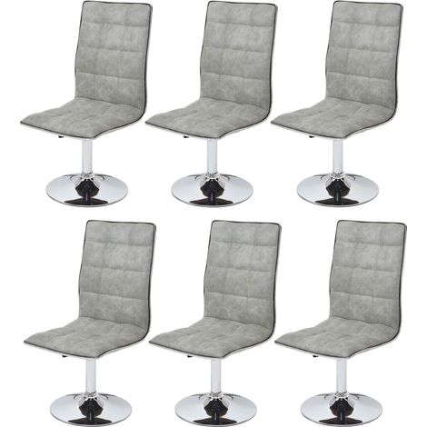 Set 6x sedie soggiorno eleganti HHG-105 design moderno tessuto sala pranzo grigio chiaro