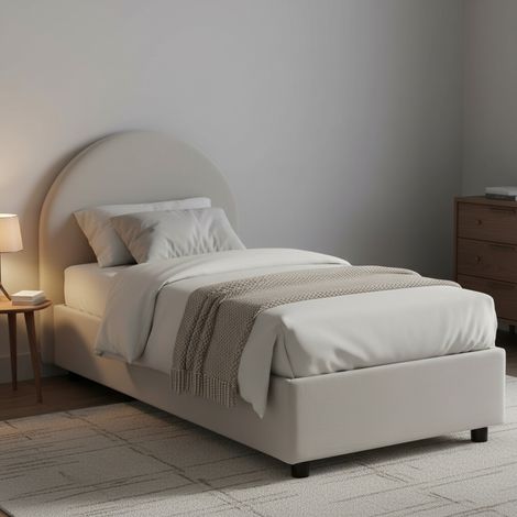 Talamo Italia Einzelbett Ginevra, Containerbett mit Kunstlederbezug, 100% Made in Italy, Frontöffnung, passend für Matratze 80x190 cm, Weiß (1/4)