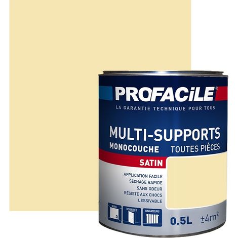 Peinture murale satinée 0.5L – Multi-supports murs, plafonds, boiseries – Sans odeur, séchage rapide, rendement 8m²/L - F5E6B2