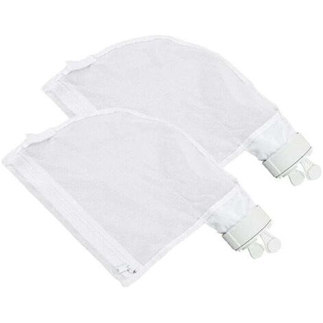 Lot de 2 Sacs Filtrants pour Nettoyeur de Piscine Polaris 280 et 480 Design Zippé et Réglable en Blanc (1/4)