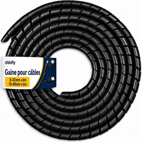 Gaine Cable, 2X6M Gaine Spirale Flexible, Protection Cable Electrique, Management pour Câble Électrique 6mm (1/5)
